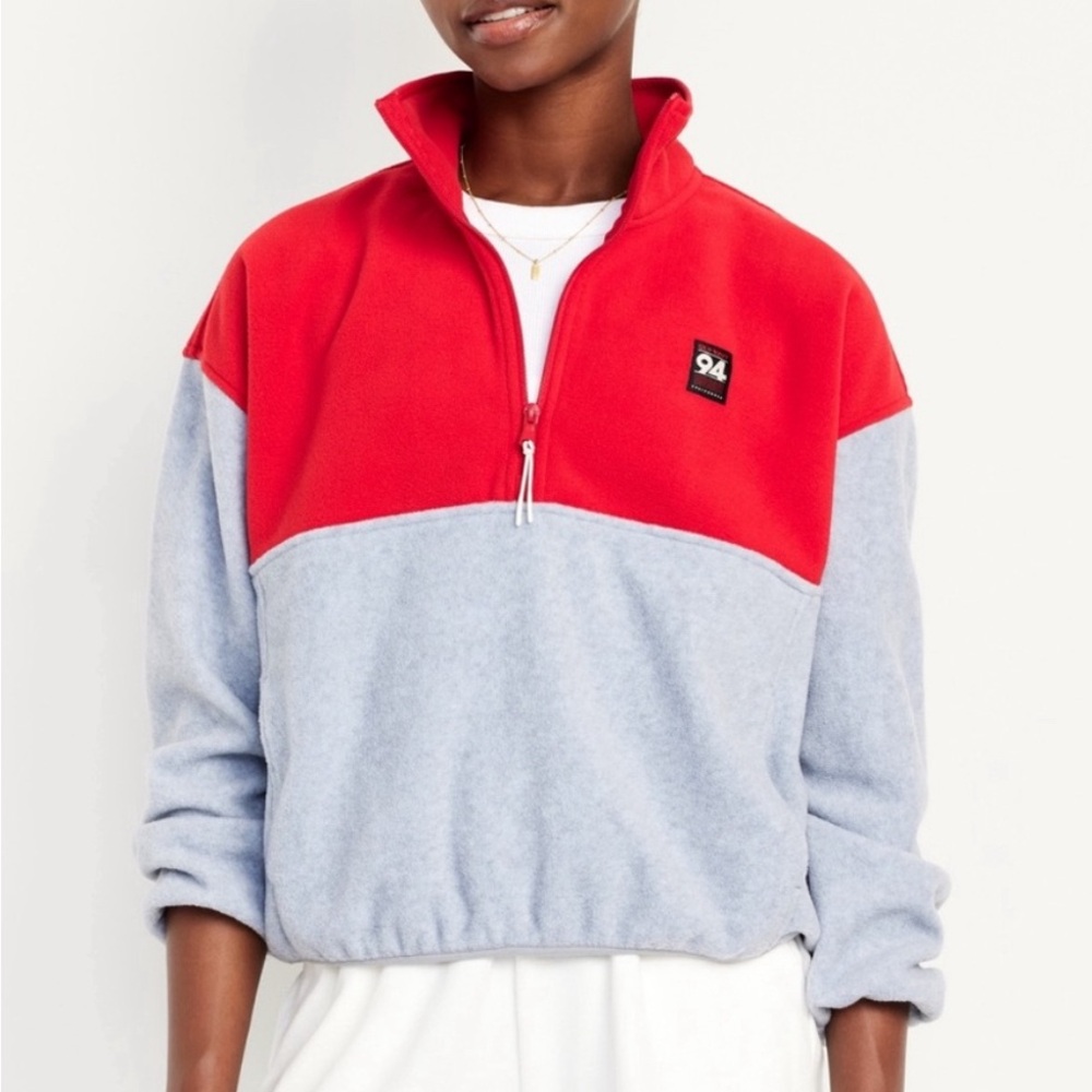 GAP Red and Gray Zip Up Jacket with Colorblock Design